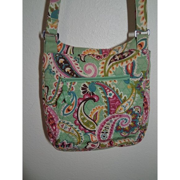 Vera Bradley Quilted Crossbody Purse Bag Messenger Paisley Floral Green - Picture 2 of 8